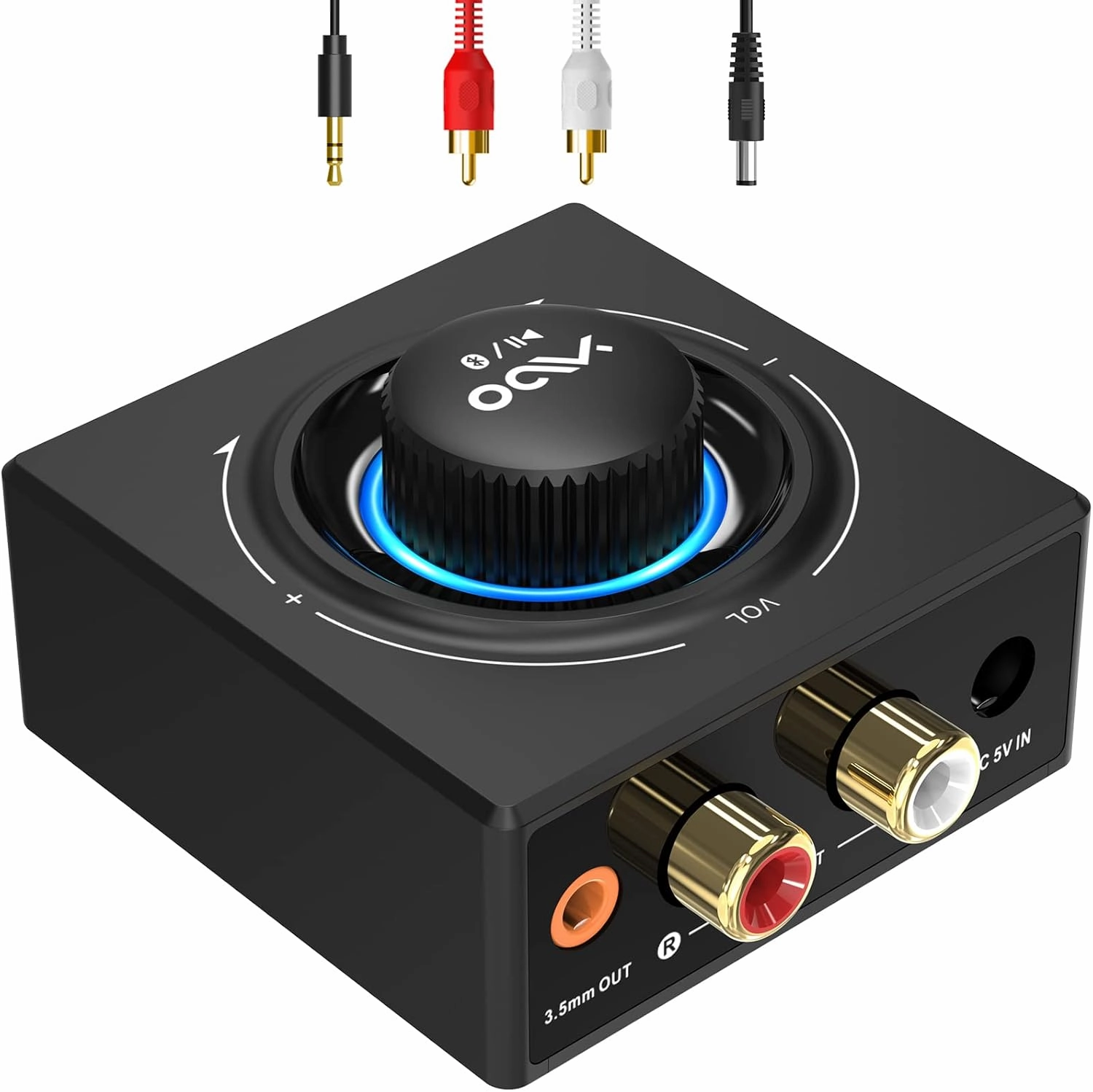 YMOO B06T3 Bluetooth 5.3 Receiver, 100ft RCA Bluetooth Audio Adapter for 3.5mm Jack AUX HiFi Home Stereo/Speaker from Smartphone/Tablet/Laptop,Dual Link for Two Speakers,SBC AAC Audio wireless audio bridge,Bluetooth transmitter,WiFi audio link,
