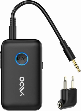 YMOO Bluetooth 5.3 Transmitter Receiver for TV/Airplane, Supports 2 Headphones/Speaker with AptX Adaptive & Low Latency, 3.5mm Jack Aux HiFi Stereo Wireless Audio Adapter for Flight, Travel, Planes wireless audio bridge,Bluetooth transmitter,WiFi audio