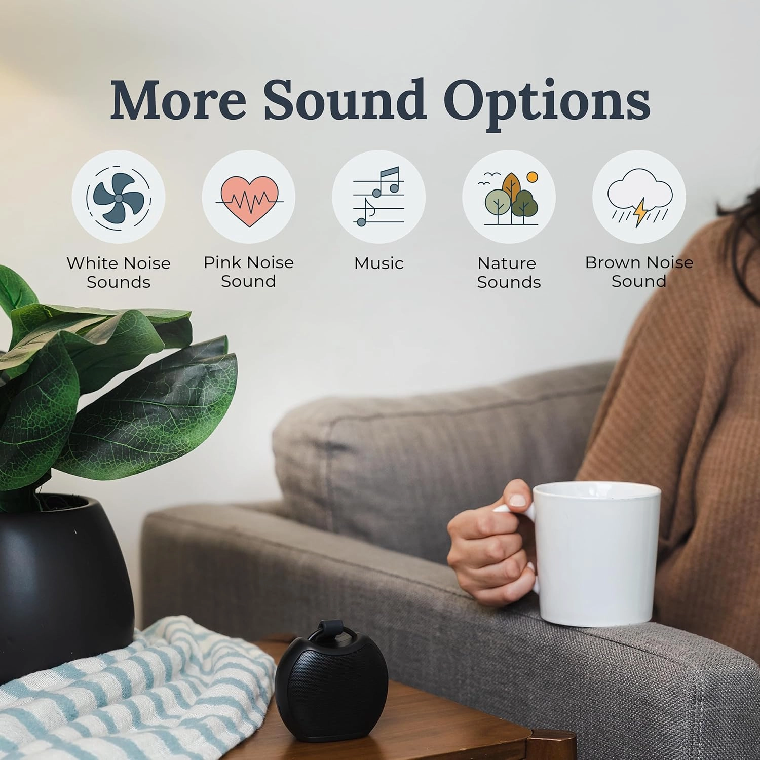 Yogasleep Rohm  Travel White Noise Machine, with Wireless Speaker & Charging, 20 Soothing Natural Sounds, Noise Canceling for Sleep Aid, Office Privacy & Meditation, Compact Size (Black)