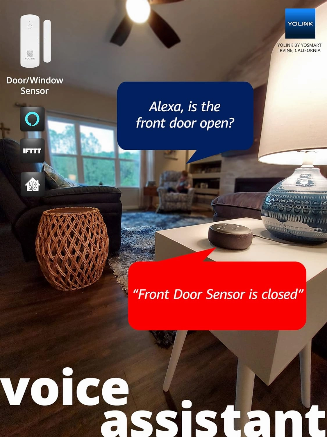YoLink LoRa Smart Door Sensor Starter Kit: SpeakerHub Audio Hub & (3) Door Sensors - Up to 1/4 Mile Open-Air Range, Door Left-Open Reminders, up to 5 Year Battery Life, Alexa, IFTTT, Home Assistant