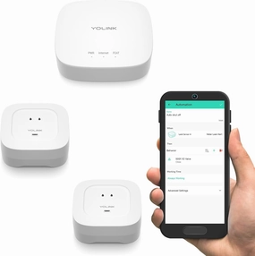 YoLink Smart Home Starter Kit: Hub & Water Leak Sensor 4 with 105dB Audio Alarm 2-Pack, SMS/Text, Email & Push Notifications, Freeze Warning, LoRa Up to 1/4 Mile Open-Air Range, w/Alexa, IFTTT smart audio hub,voice control speaker,Alexa compatible 