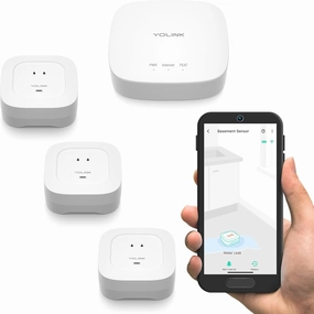 YoLink Smart Home Starter Kit: Hub & Water Leak Sensor 4 with 105dB Audio Alarm 3-Pack, SMS/Text, Email & Push Notifications, Freeze Warning, LoRa Up to 1/4 Mile Open-Air Range, w/Alexa, IFTTT smart audio hub,voice control speaker,Alexa compatible 