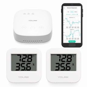 YoLink SpeakerHub & Two Temp/Humidity Sensors Starter Kit  Audio Hub Plays Tones/Sounds, Spoken Messages, Text Messages, LoRa-Powered  Mile Range, Compatible with IFTTT, WiFi Required smart audio hub,voice control speaker,Alexa compatible audio,