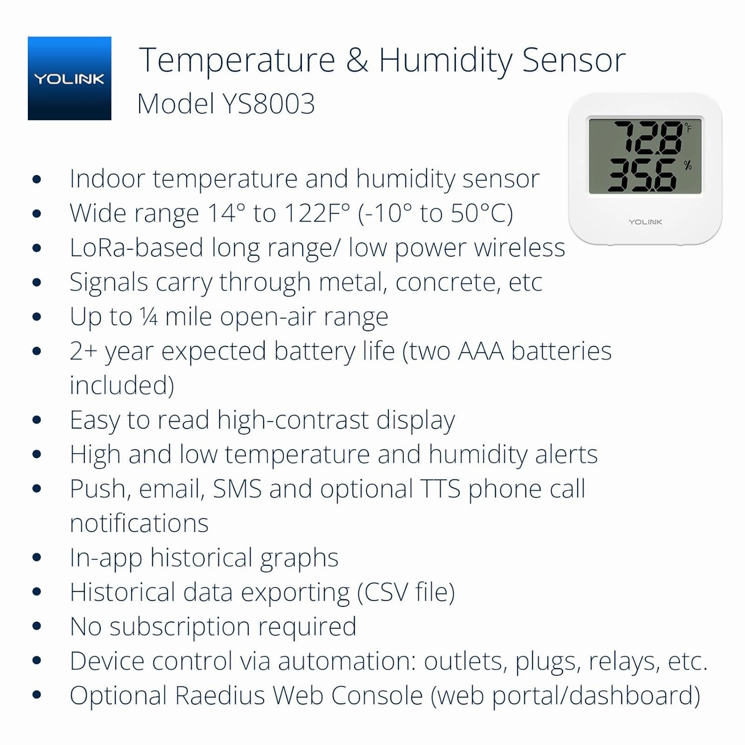 YoLink SpeakerHub & Two Temp/Humidity Sensors Starter Kit  Audio Hub Plays Tones/Sounds, Spoken Messages, Text Messages, LoRa-Powered  Mile Range, Compatible with IFTTT, WiFi Required
