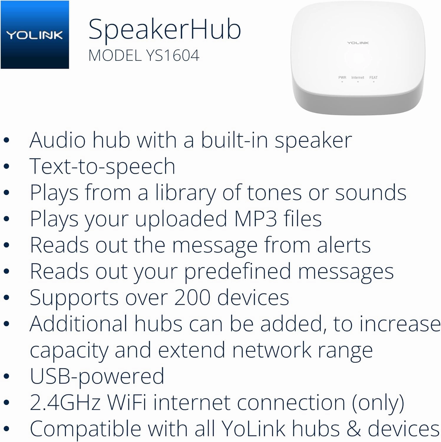 YoLink Water Leak Detection Starter Kit, w/SpeakerHub Audio/Talking Hub & Water Leak Sensors, LoRa Up to 1/4 Mile Open-Air Range, SMS/Text, Email & Push Notifications, w/Alexa, IFTTT, Home Assistant