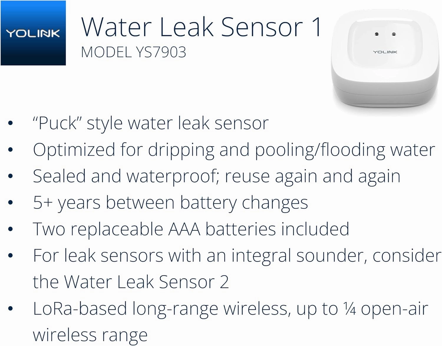 YoLink Water Leak Detection Starter Kit, w/SpeakerHub Audio/Talking Hub & Water Leak Sensors, LoRa Up to 1/4 Mile Open-Air Range, SMS/Text, Email & Push Notifications, w/Alexa, IFTTT, Home Assistant