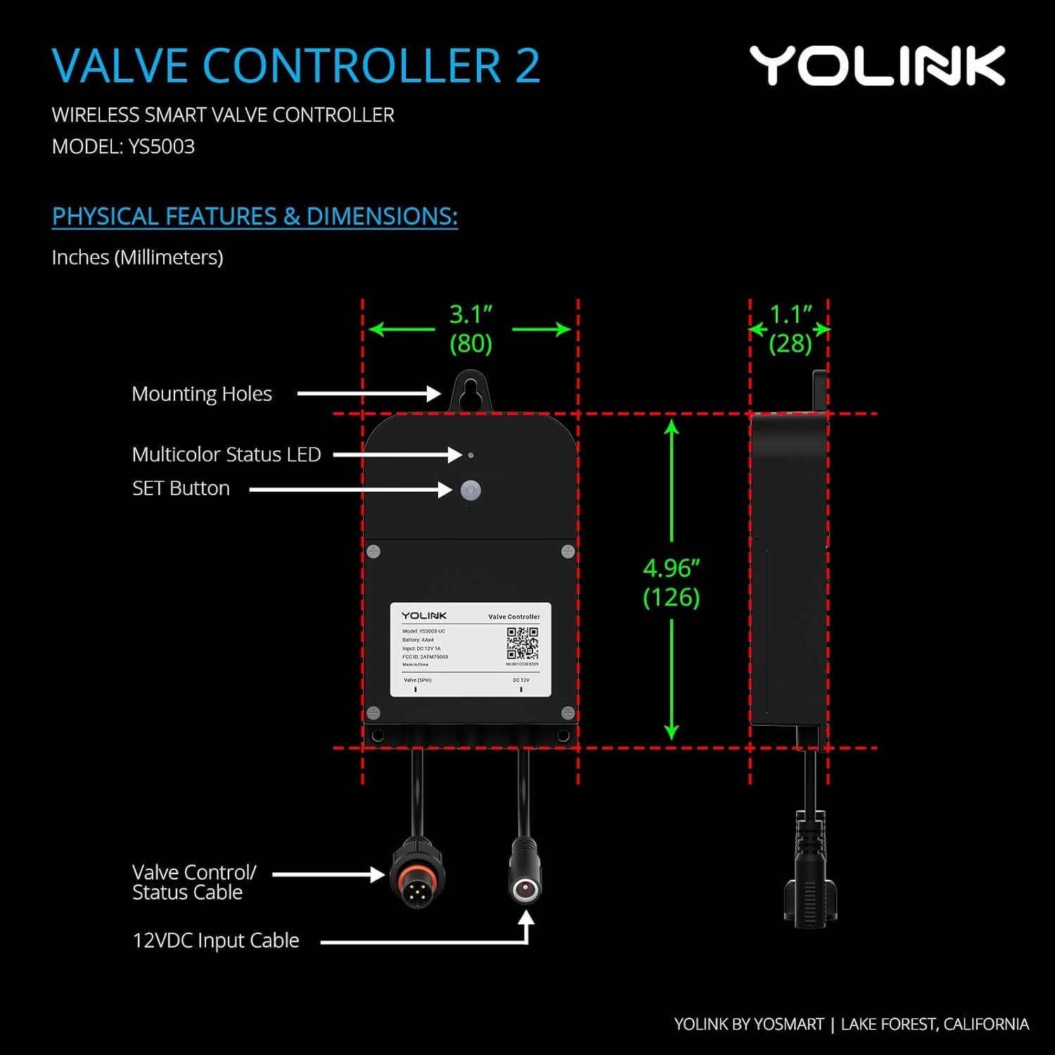 YoLink Wireless Smart Valve Control Kit, 3/4" Stainless Steel Motorized Valve, Wireless Valve Controller 2