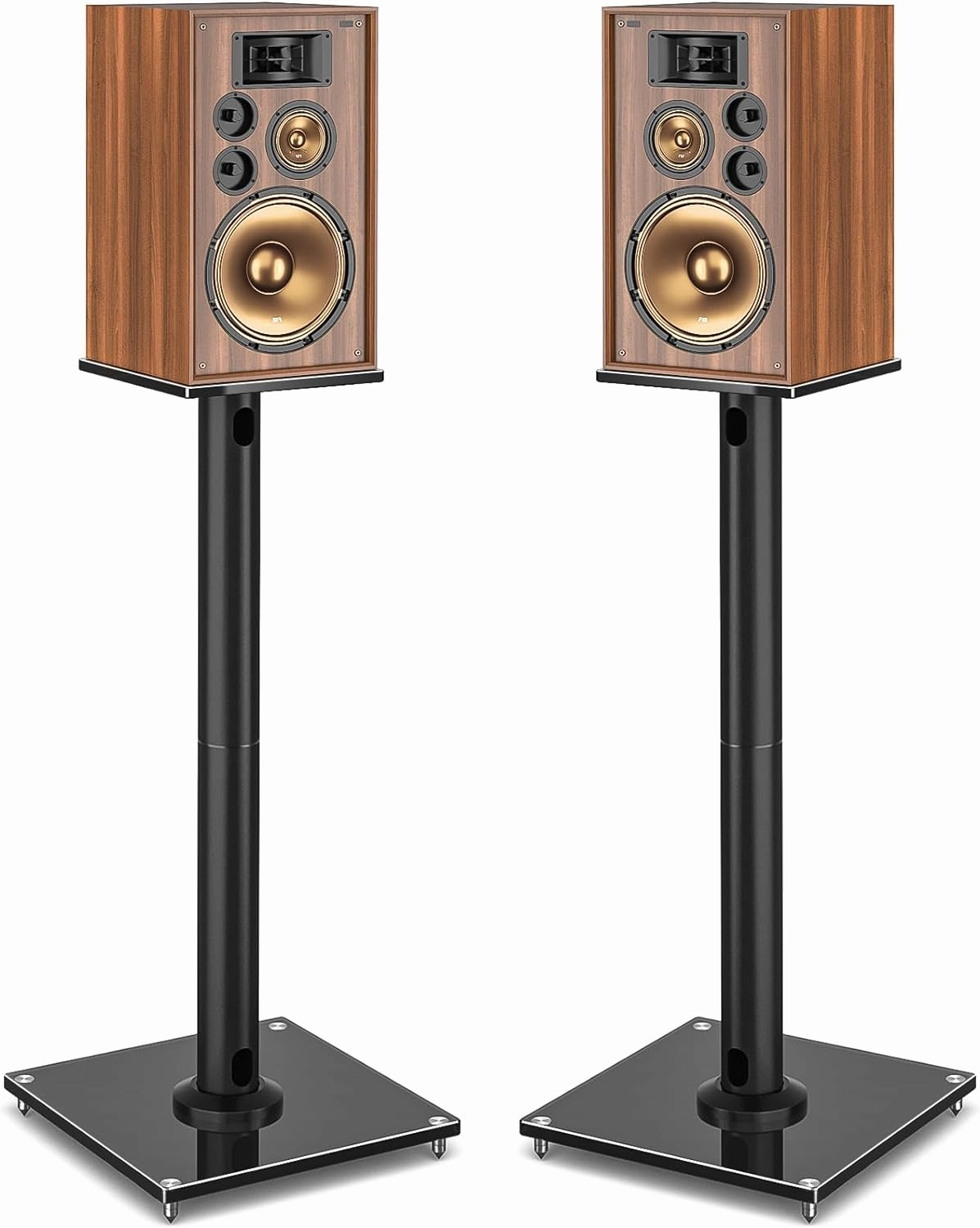 YOMT Universal Speaker Stands Pair for Surround Sound, 28 Inch Floor Speaker Stands with Cable Management Holds 22lbs Bookshelf Speaker Satellite Speaker, 1 Pair bookshelf speakers,compact stereo speakers,hi-fi shelf speakers,
