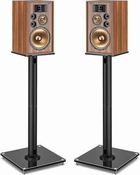YOMT Universal Speaker Stands Pair for Surround Sound, 28 Inch Floor Speaker Stands with Cable Management Holds 22lbs Bookshelf Speaker Satellite Speaker, 1 Pair bookshelf speakers,compact stereo speakers,hi-fi shelf speakers,