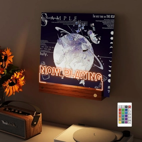 YuanDian Light up Now Playing Vinyl Record Stand Wall Mount, Now Spinning Record Player Stand, Wooden Acrylic Holder for Vinyl Album Display and Storage with 16 Changing Color Lights vinyl accessories,turntable parts,record player tools,