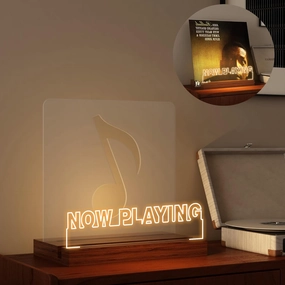 YuanDian Now Playing Vinyl Stand, Light up Now Spinning Record Stand, Wooden Acrylic Holder for Vinyl Album Display Storage, Record LED Display Storage Collection Holder vinyl storage,record holder,LP organizer,