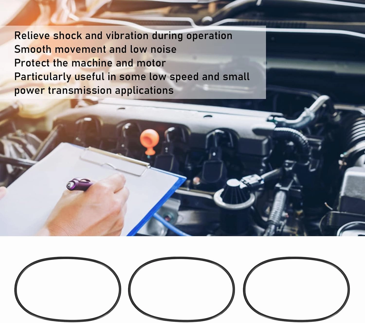 YWBL-WH 5PCS Round Rubber Motor Belts, 5mm Diameter Transmission Belt Engine Drive Belts for Industrial Mechanical Equipment (5405-0005-0494)