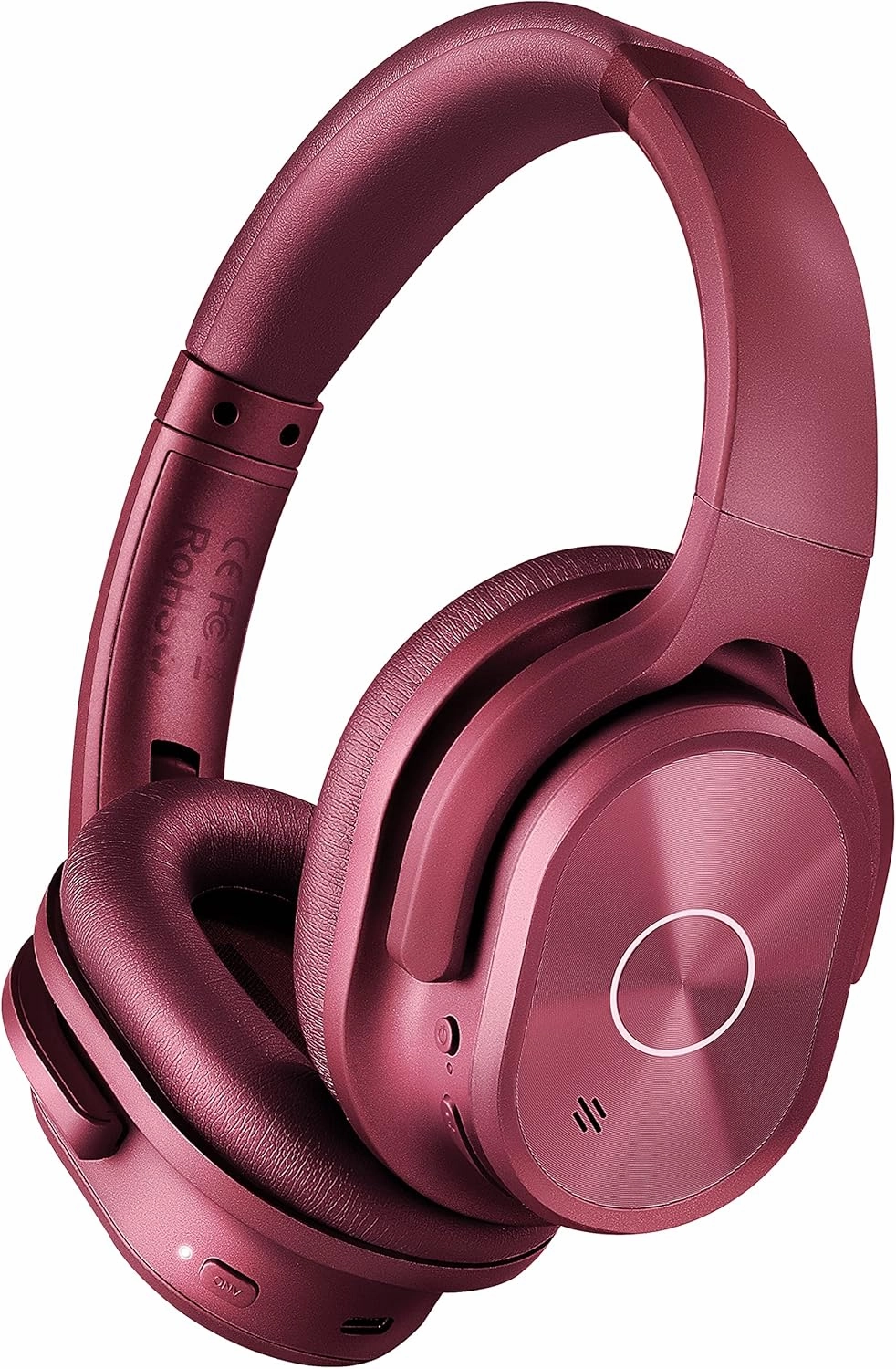 ZIHNIC Active Noise Cancelling Headphones, 40H Playtime Wireless Bluetooth Headset with Deep Bass Hi-Fi Stereo Sound,Comfortable Earpads for Travel/Home/Office (Red) noise cancelling headphones,ANC headphones,travel headphones,
