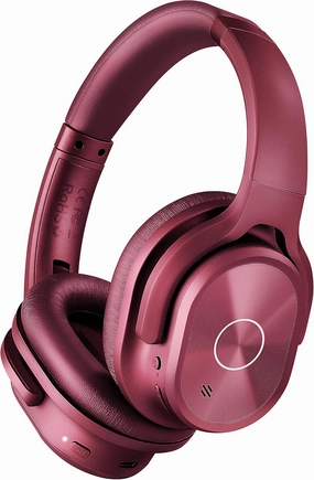 ZIHNIC Active Noise Cancelling Headphones, 40H Playtime Wireless Bluetooth Headset with Deep Bass Hi-Fi Stereo Sound,Comfortable Earpads for Travel/Home/Office (Red) noise cancelling headphones,ANC headphones,travel headphones,