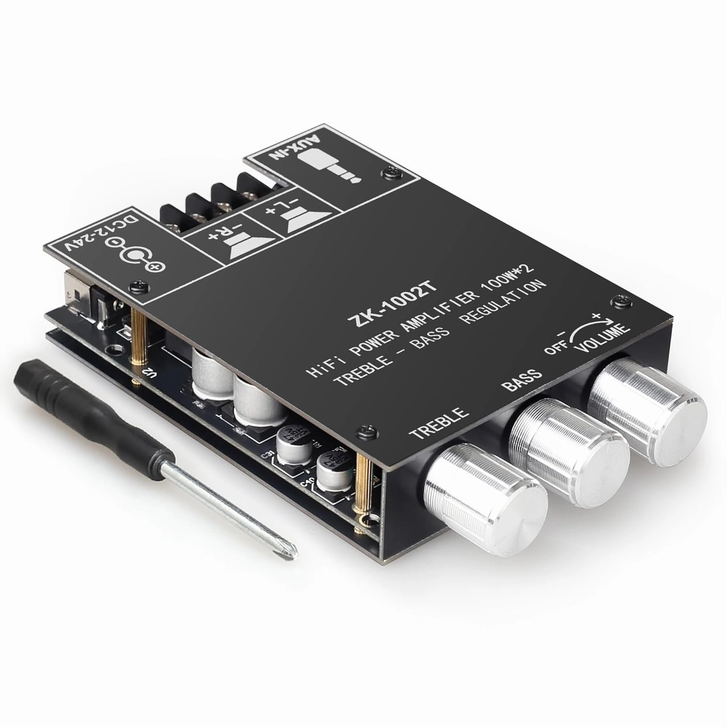 ZK-1002T 100W 100W Power Amplifier Board, TPA3116D2 Chip with Bluetooth and AUX Inputs, 2.0 Channel Audio Power Amplifier (ZK-1002T) power amplifier,stereo amp,hi-fi power amp,