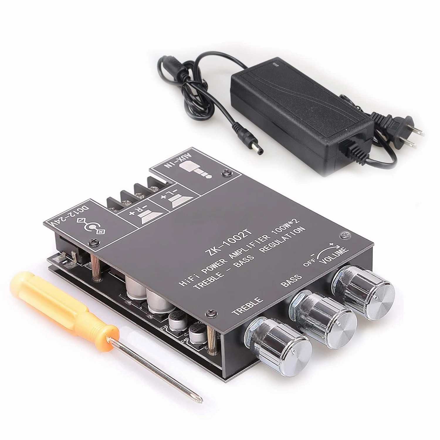 ZK-1002T Bluetooth Amplifier Board with Treble and Bass Control 2.0 Channel Class-D Amplifier 100W 100W Power Output Component Amplifiers integrated amplifier,stereo receiver,hi-fi amp combo,