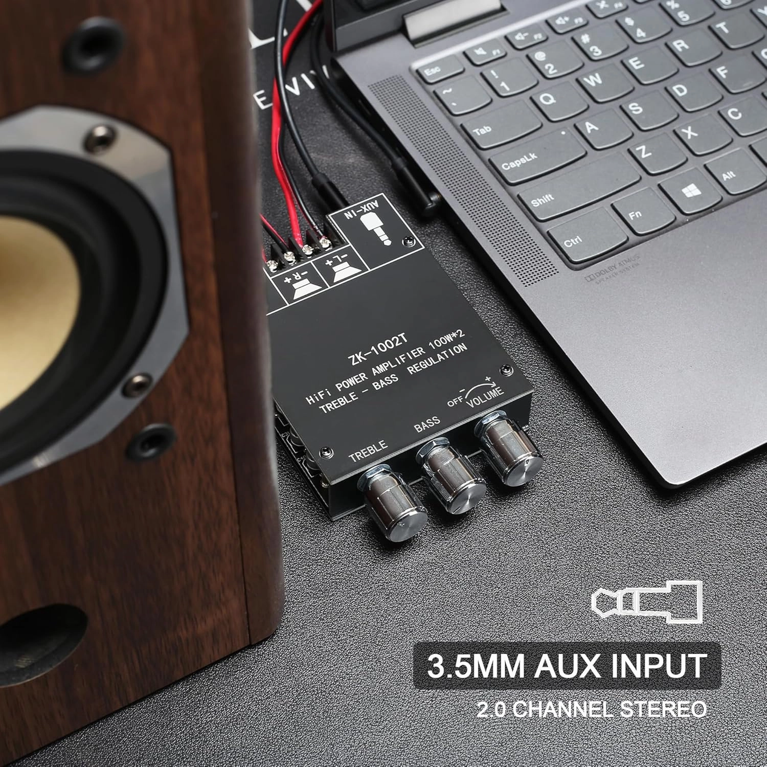 ZK-1002T Bluetooth Amplifier Board with Treble and Bass Control 2.0 Channel Class-D Amplifier 100W 100W Power Output Component Amplifiers