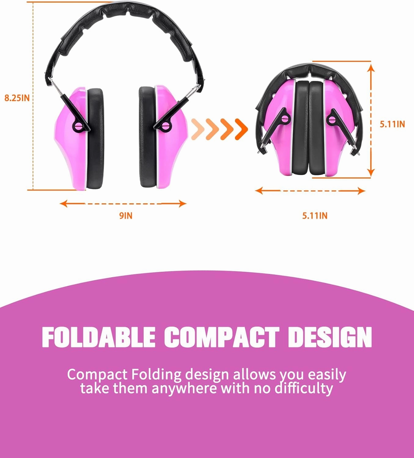 ZOHAN 032 Kids Noise Canceling Headphones - 25dB NRR Kids Ear Protection Earmuffs for School, Monster Jam, Fireworks, Travel, Air Show, Concert, Autism - Pink