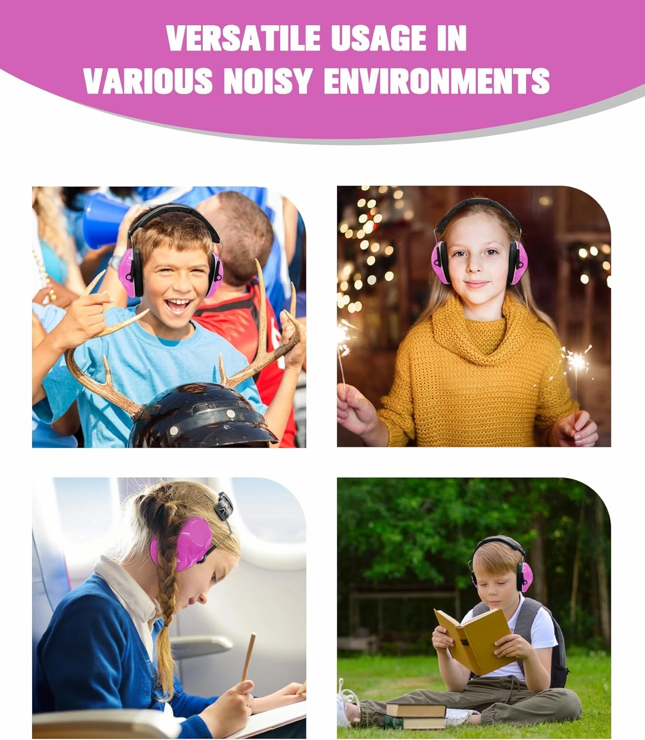 ZOHAN 032 Kids Noise Canceling Headphones - 25dB NRR Kids Ear Protection Earmuffs for School, Monster Jam, Fireworks, Travel, Air Show, Concert, Autism - Pink