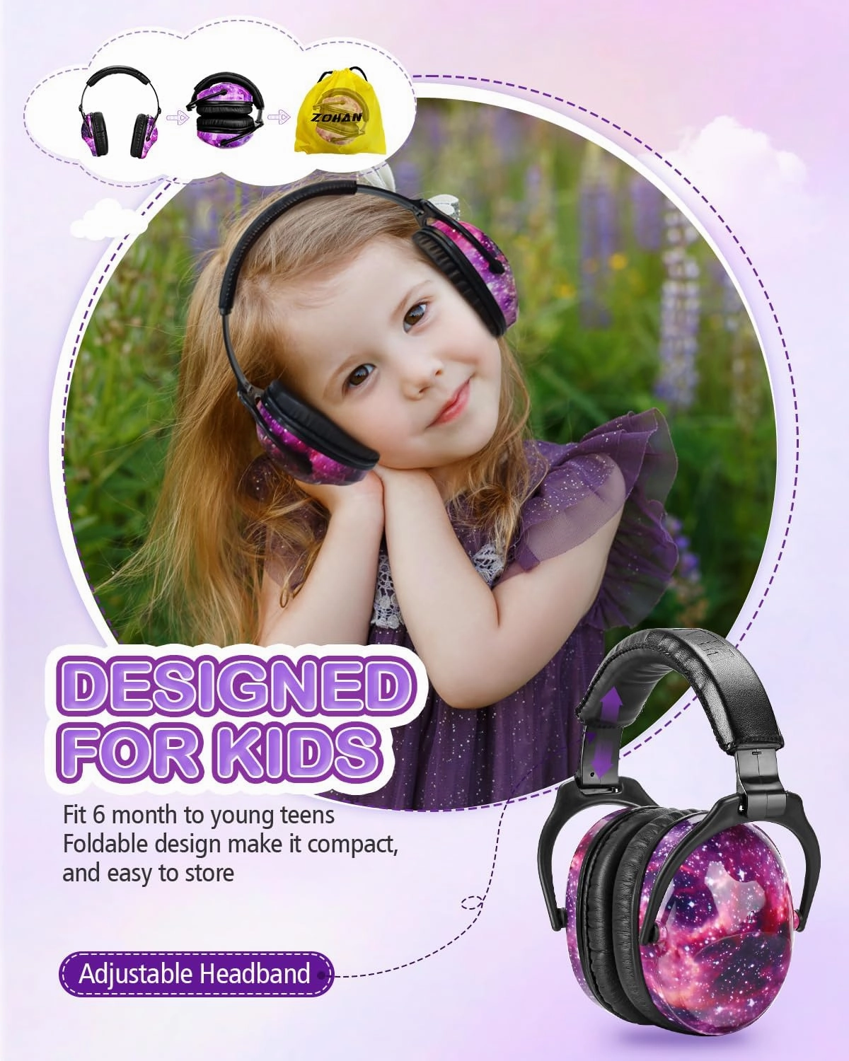 ZOHAN EM030 Kids Ear Protection, Noise Cancelling Headphones Ear Muffs for Autism Sensory, Safety Noise Reduction Hearing Protection for Monster Truck/Concerts/Fireworks/Air Shows