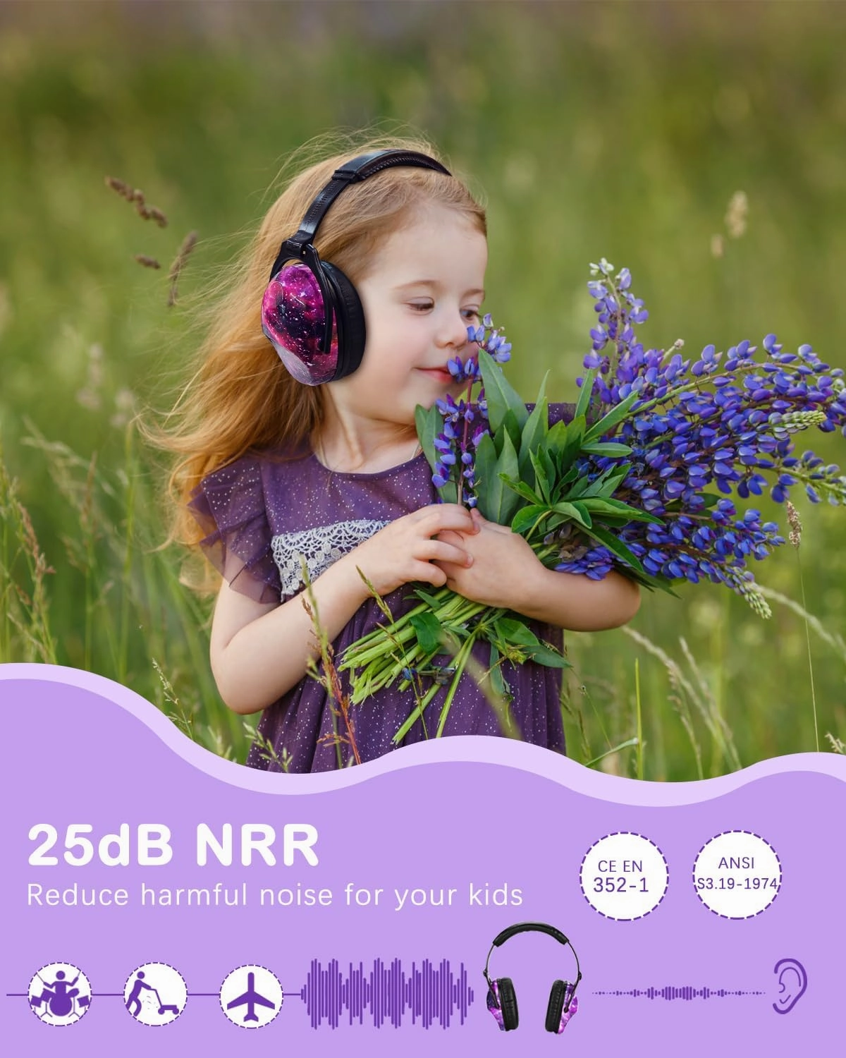 ZOHAN EM030 Kids Ear Protection, Noise Cancelling Headphones Ear Muffs for Autism Sensory, Safety Noise Reduction Hearing Protection for Monster Truck/Concerts/Fireworks/Air Shows