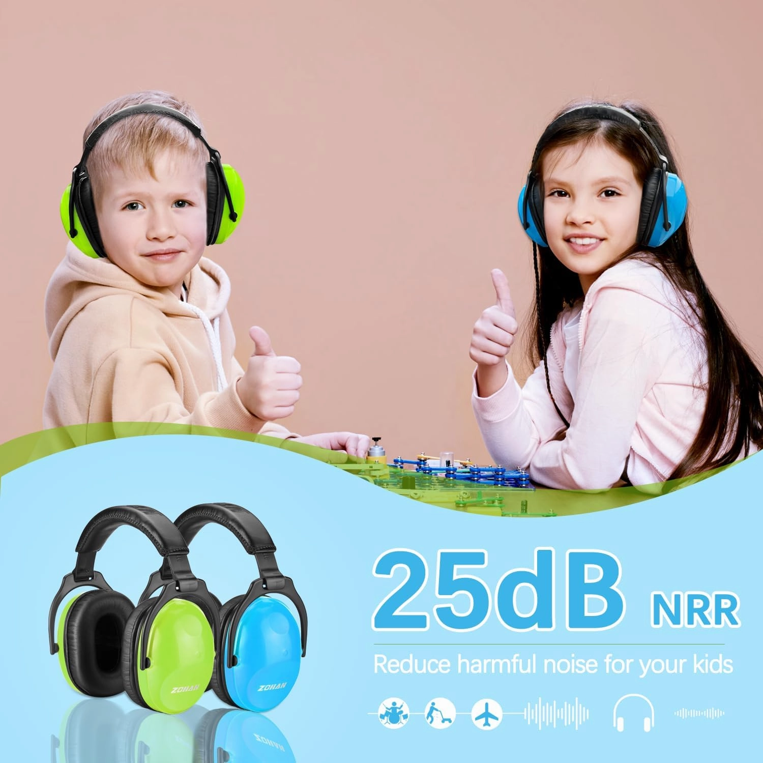 ZOHAN Kids Ear Protection 2 Pack,Kids Noise Canceling Headphone for Concerts, Monster Truck, Fireworks