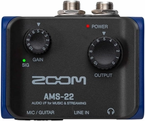 Zoom AMS-22 Audio Interface, 1 XLR/TRS input, Stereo Line Input, 2 Outputs, Loopback, Direct Monitoring, Bus-Powered, for Recording and Streaming on PC, Mac, iOS, and Android audio interface,USB interface,music recording input,