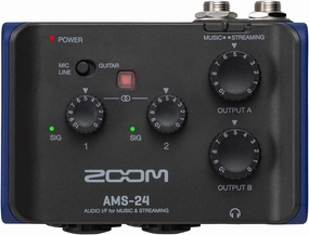 Zoom AMS-24 USB Audio Interface, 2 Inputs, 4 Outputs, Loopback, Direct Monitoring, Bus-Powered, for Recording and Streaming on PC, Mac, iOS, and Android audio interface,USB interface,music recording input,