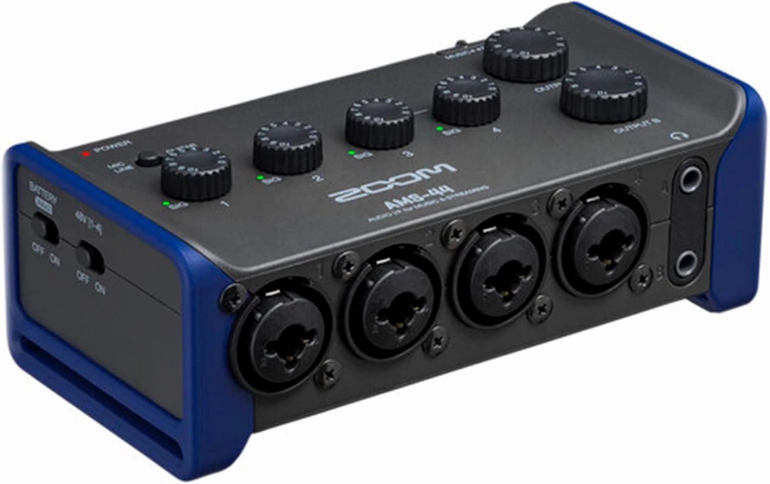 Zoom AMS-44 USB Audio Interface, 4 Inputs, 4 Outputs, Loopback, Direct Monitoring, Bus-Powered, for Recording and Streaming on PC, Mac, iOS, and Android audio interface,USB interface,music recording input,