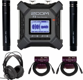 Zoom F3 MultiTrack Handheld Field Recorder with 32-Bit Float Technology Bundle with Zoom ZPC-1 Pencil Condenser Microphones, Studio Monitor Headphones, and 25 Feet XLR Microphone Cable (5 Items) studio monitors,nearfield speakers,mixing reference monitors,