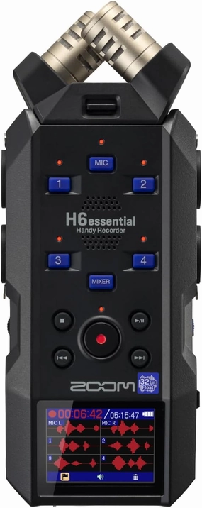 Zoom H6essential (2024 Model, Essential Series) with 32-Bit Float, Accessibility, 6-Track Recorder, Stereo Microphones, 4 XLR/TRS Inputs, USB Audio Interface, for Musicians, Podcasters, & Filmmakers audio interface,USB interface,music recording input,
