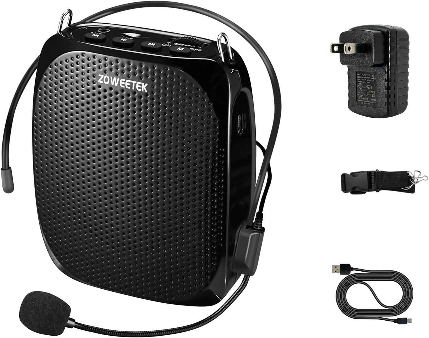 ZOWEETEK ZW-Z258 Portable Rechargeable Mini Voice Amplifier for Teachers with Wired Microphone Headset and Waistband,Supports MP3 Format Audio for Speech, Class, Training,Tour Guide,Power Amplifiers power amplifier,stereo amp,hi-fi power amp,