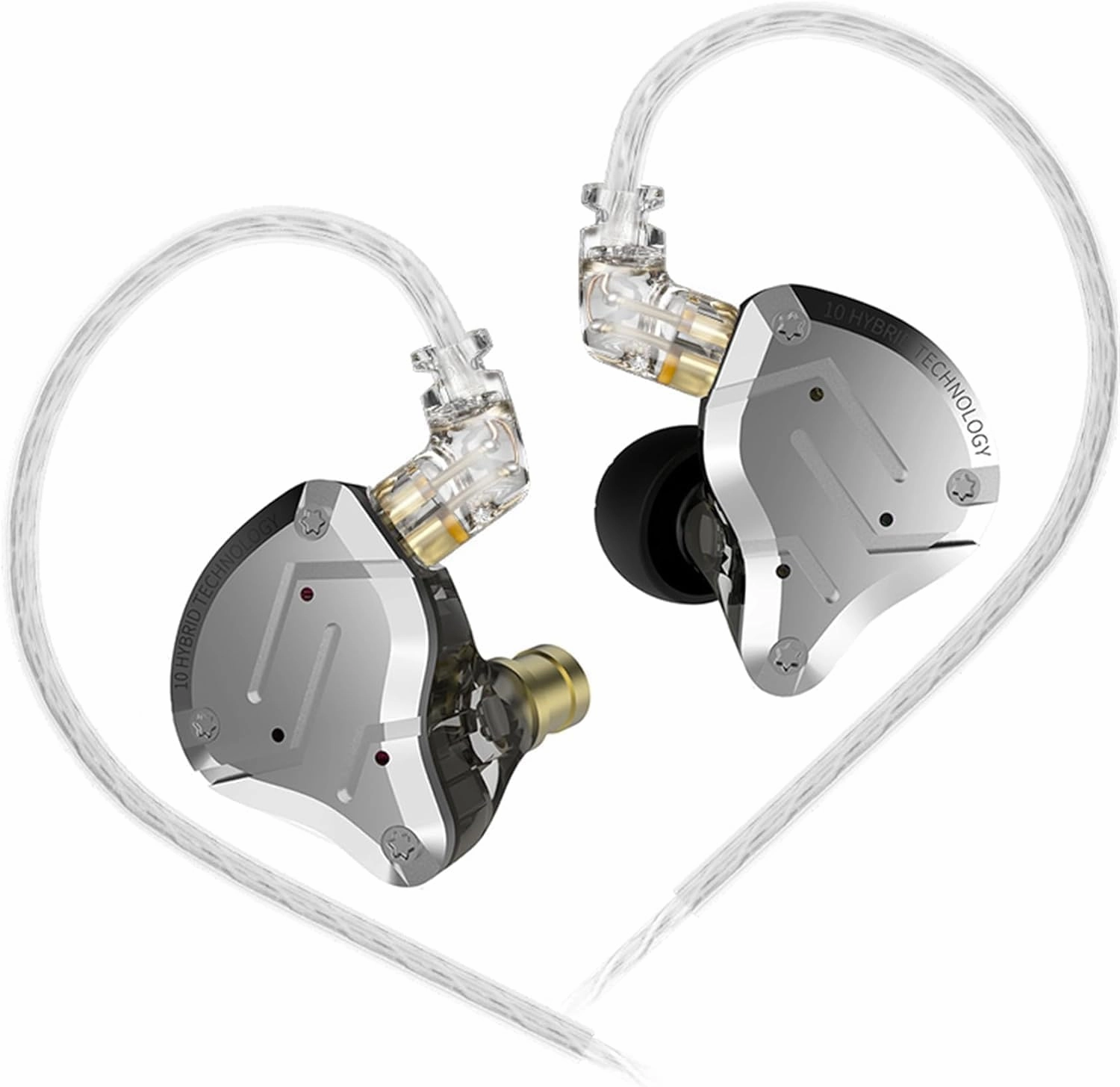 ZS10 Pro Wired Earbuds in Ear Monitor Headphones, KZ Earphone 4BA 1DD 5 Drivers Metal Headsets with Stainless Steel Faceplate, HiFi IEM for Gaming, 0.75mm 2 Pin Detachable Cable (Black, Without Mic) audiophile headphones,high-end headphones,studio over-ear