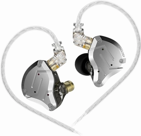 ZS10 Pro Wired Earbuds in Ear Monitor Headphones, KZ Earphone 4BA 1DD 5 Drivers Metal Headsets with Stainless Steel Faceplate, HiFi IEM for Gaming, 0.75mm 2 Pin Detachable Cable (Black, Without Mic) audiophile headphones,high-end headphones,studio over-ear